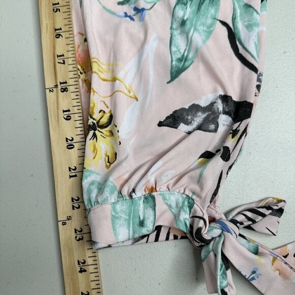 Bcbgeneration Jumpsuit Floral Pink Size S tie ankle Criss Cross Strappy Back - Picture 11 of 12